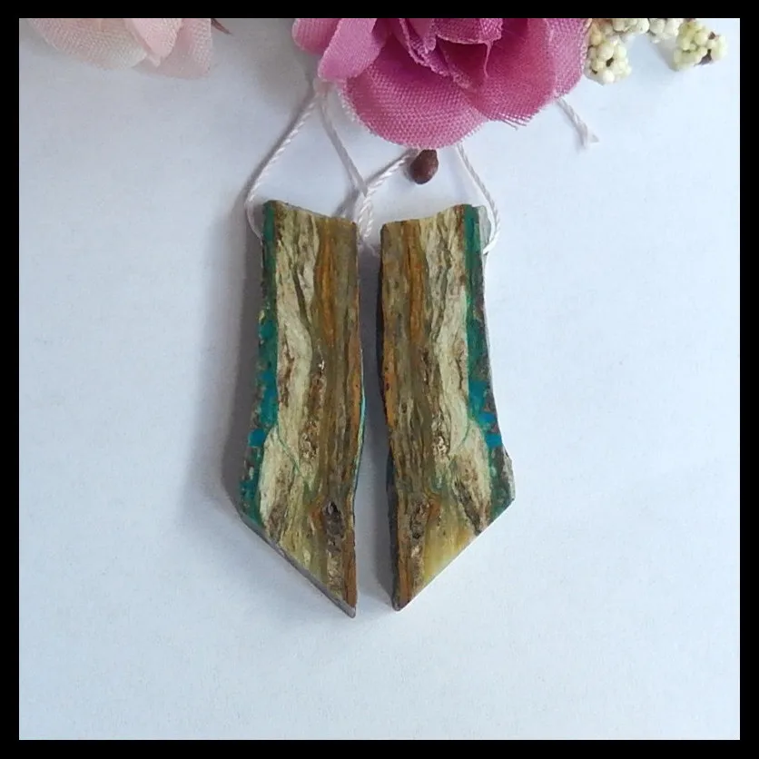 

Natural Nugget Blue Opal Gemstone Earring Bead,Charms Women Earrings Jewelry Gift Gem Customized,41x11x4mm,6.4g