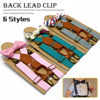 

Adjustable Elastic strap back Suspenders Bow strap back Sets Necktie Boys Kid Suspender Y-Back Wedding Belt
