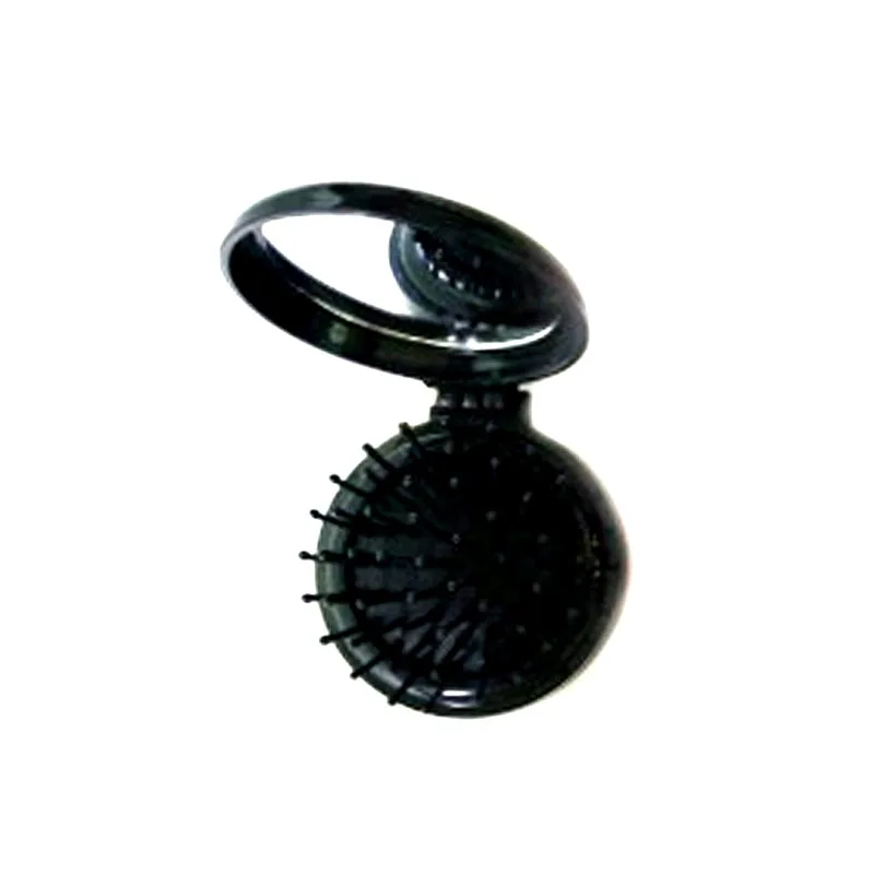 LNRRABC распродажа, 4 цвета, круглые Складные портативные щетки с зеркалом для волос, массажная Расческа для релаксации, товары для здоровья - Цвет: Черный