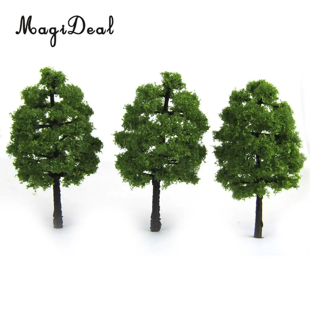 20Pcs/Pack 1:100 Scale Plastic Model Trees Train Railroad Railway Street Garden Park Scenery Layout Dark Green