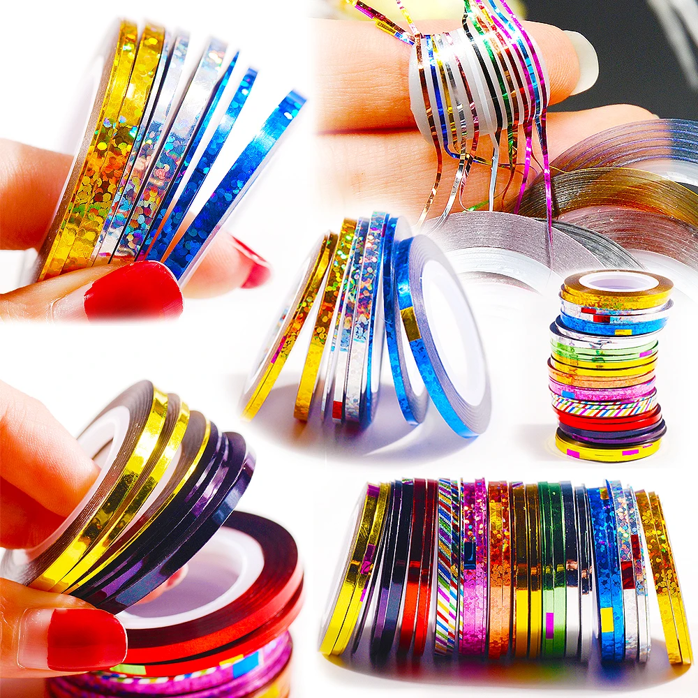 3 Rolls/bag 1MM 2MM 3MM Mixed size Glitter Rolls Striping Tape Line Nail Art Tips Decoration Sticker Decals Tools nail stickers nail art tools nail art decoration nail decals