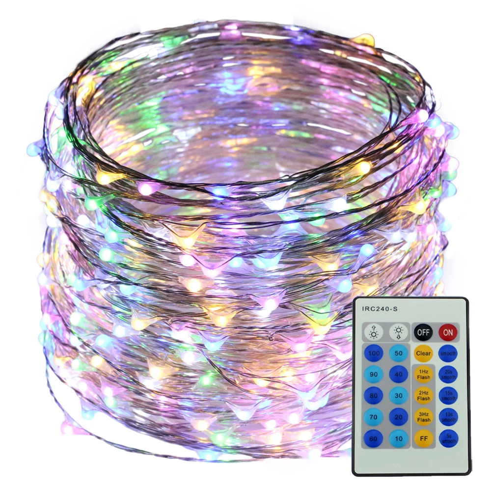 Проводные 50 м 164FT 500LED наружные струнные огни Звездная Фея серебряные с