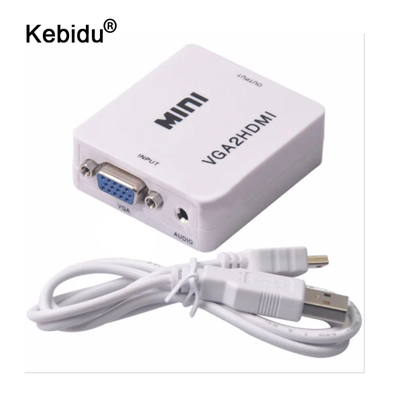 kebidu 1080P Adapter Connector For Projector PC Laptop with Converter Mini VGA to HDMI-compatible With Cable | Электроника