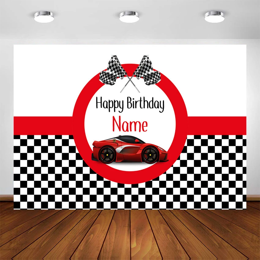 Arriere Plan De Voiture De Course Pour Anniversaire Voiture De Course Rouge Personnalisee Pour Garcons Decorations De Fete Pour Enfants Arriere Plan Pour Seance Photo Aliexpress