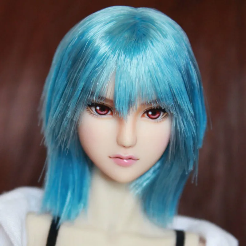 Estartek Hand Customized HD07 Sexy 1/6 Obitsu Blue Hair Head Sculpt Set ...