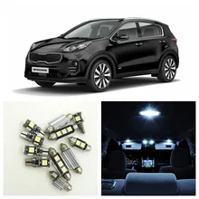9 шт. белая автомобильная лампа, светодиодный светильник, лампочки, внутренняя посылка, комплект для 2011- Kia Sportage, карта, купол, багажник, номерной знак, светильник
