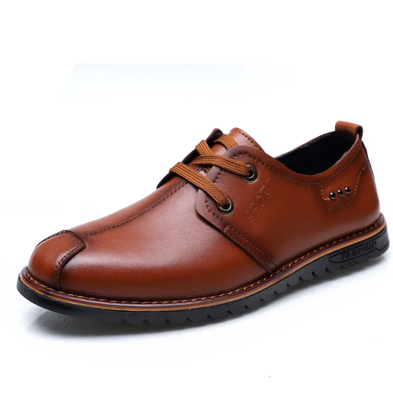 

2019 New Lace Up Men Casual Shoes Loafers Man Shoes Leather Genuine Boat Shoes Men Flats Chaussure Homme Moccasins Shoes