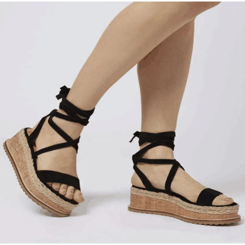 MCCKLE/женские летние сандалии с ремешками на лодыжках; сандалии-гладиаторы с открытым носком и перекрестной шнуровкой; модная женская повседневная обувь на плоской платформе со шнуровкой