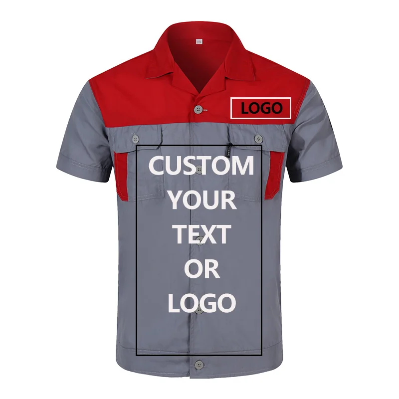 

Custom Logo workwear for men Tops and Pants Repairman Auto Mechanics High Quality Work Clothing Two Pocket T-shirt
