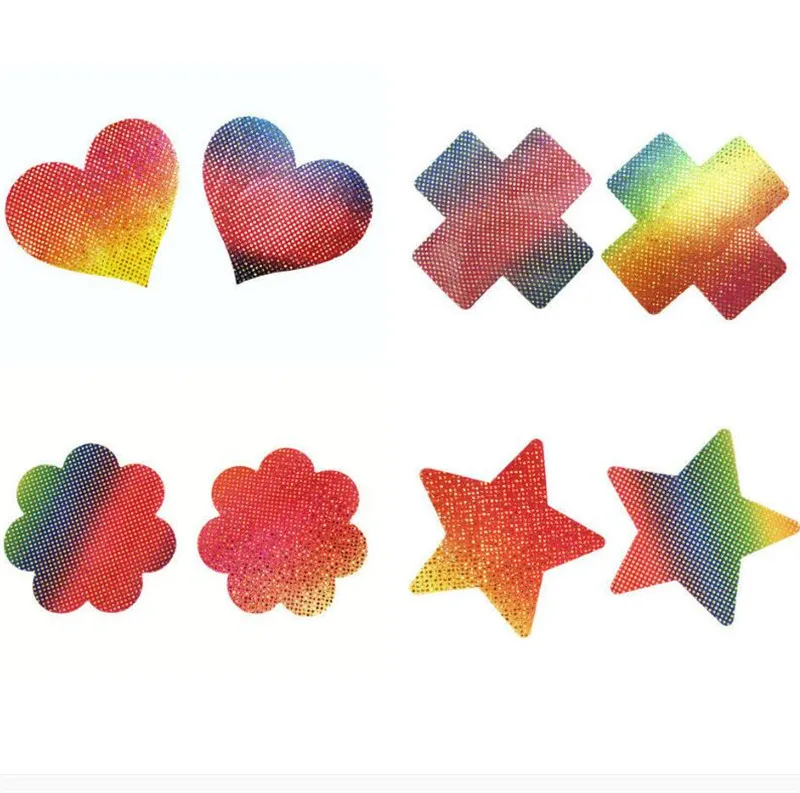 

50pairs (100 Pcs) /lot woman Breast Petals flower rainbow Shape Nipple Covers Mermaid small fish scale disposable Nipple Covers
