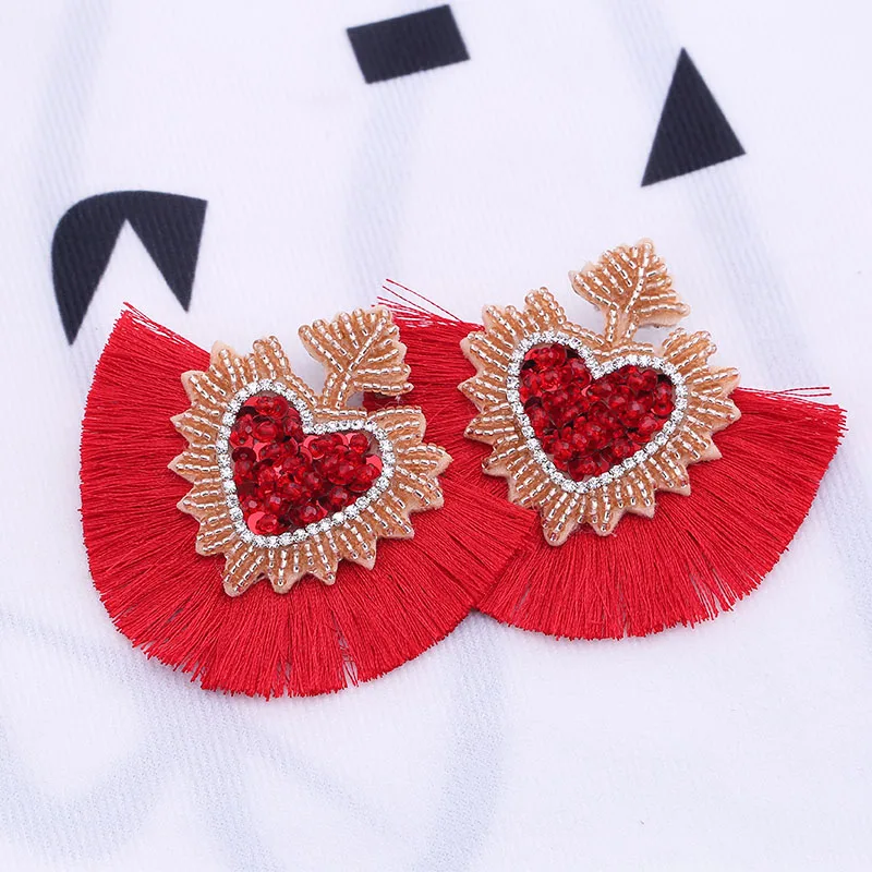 Brand Design Beaded Tassel Earrings for Women Multi Color Handmade Wedding Party Fringe Drop dangle Earrings Wholesale (12)