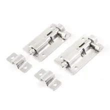 Conjunto Fechadura Da Porta Trava Deslize Barrel Parafuso Tom de prata Fecho 2 “Long 2 Pcs