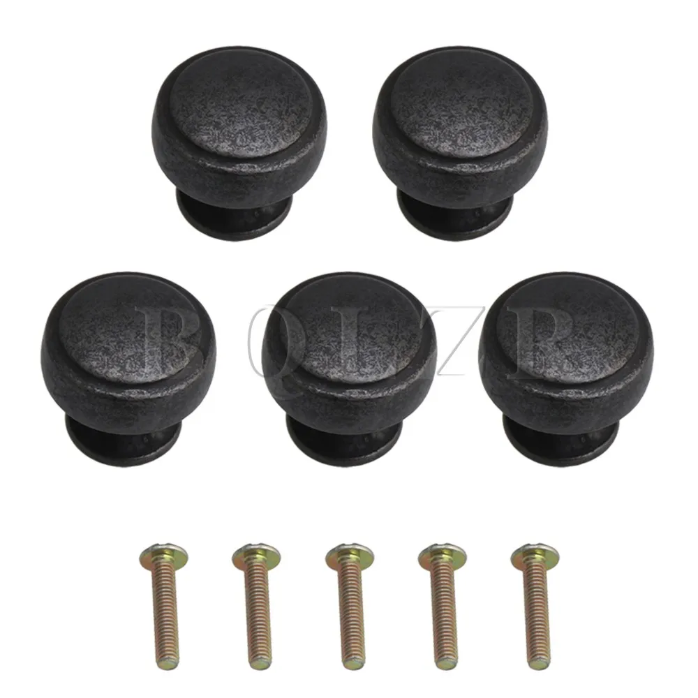5x BQLZR 2.9cm Dia Small Round Knob Handle Pulls Single Screw Hole for Drawer Jewelry