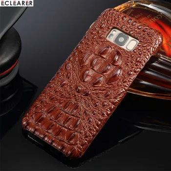 

Luxury Genuine Leather Back Case Cover For Samsung Galaxy S8/ S8 Plus Vintage Crocodile Head Pattern Phone Cases S8 Plus Housing