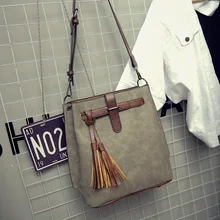 Модная женская сумка с одной ручкой с дизайном под мешок с кисточкой