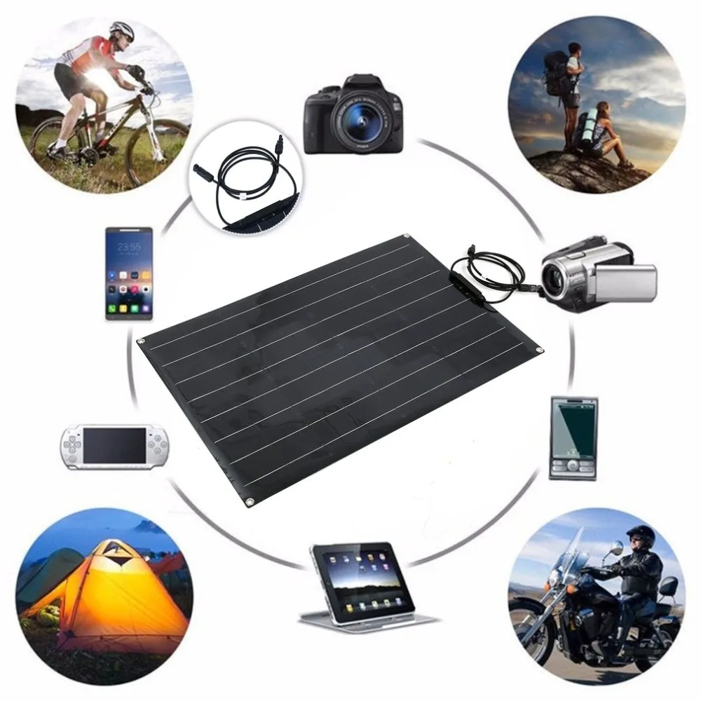 

80W 20V Monocrystalline Solar Panel Compact Size Ultra Thin Outdoor Solar Charging Device Portable Flexible Camping Power Supply