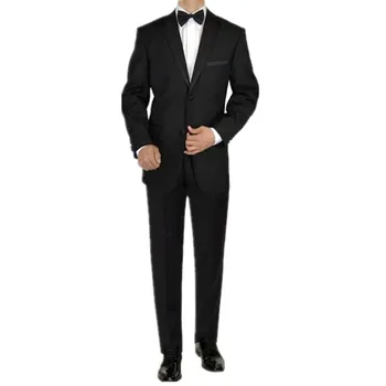 

The groom suits tuxedos mens formal occasion suits tuxedos two button fashion pure color mens wedding suits(jacket+pants+bowtie)