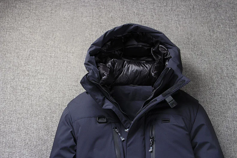 Зимняя длинная мужская куртка на утином пуху, уличная Лыжная Толстая мужская куртка на пуху, теплая ветровка, длинное пальто для мужчин