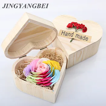 

1pc soap rose +wood box Magic Rose soap flower handmade wedding decoration valentine's day novelty gifts for guests souvenirs