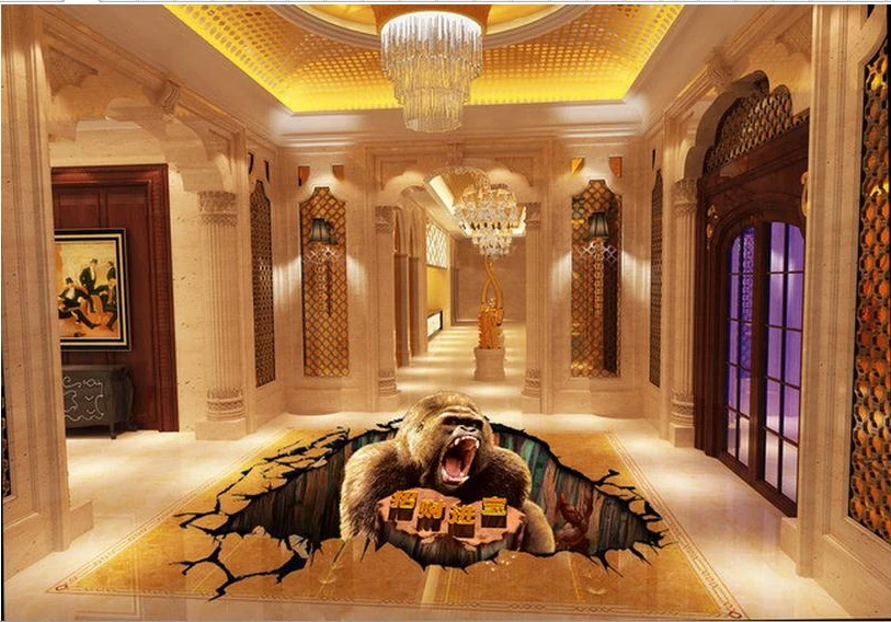 

Custom 3 d PVC wallpaper photo wallpaper 3 d adornment to stick a gorilla a thriving business floor wallpaper
