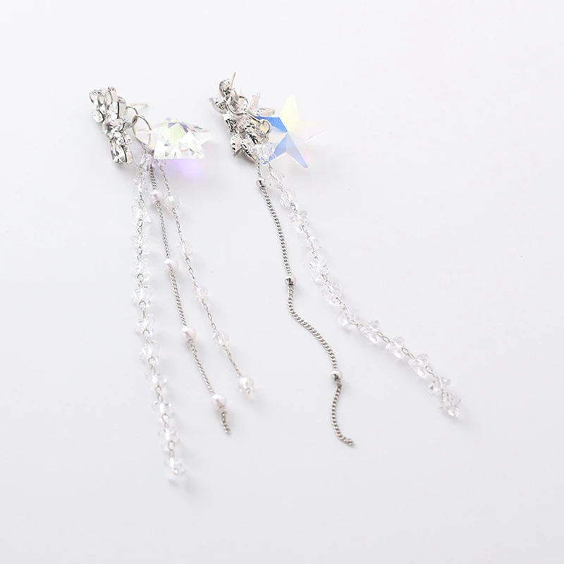 MENGJIQIAO корейские новые асимметричные Кристальные длинные висячие серьги для женщин девушек вечерние Серьги Brincos Ювелирные изделия Подарки