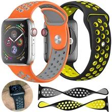 Спортивный мягкий ремешок для часов apple watch 4, 3, 2, 42 мм, 44 мм, силиконовый ремешок для часов Nike, ремешок для часов apple watch, дышащий 38 мм, 40 мм