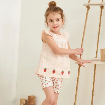 

Sweet strawberry ruffle shorts girl baby clothing set boutique wholesale summer outfits