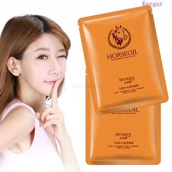 

BIOAQUA 10Pcs Horse oil face mask extract moisturizes tired skin refresh vitality Moisturizing Anti Aging facial mask Skin Care