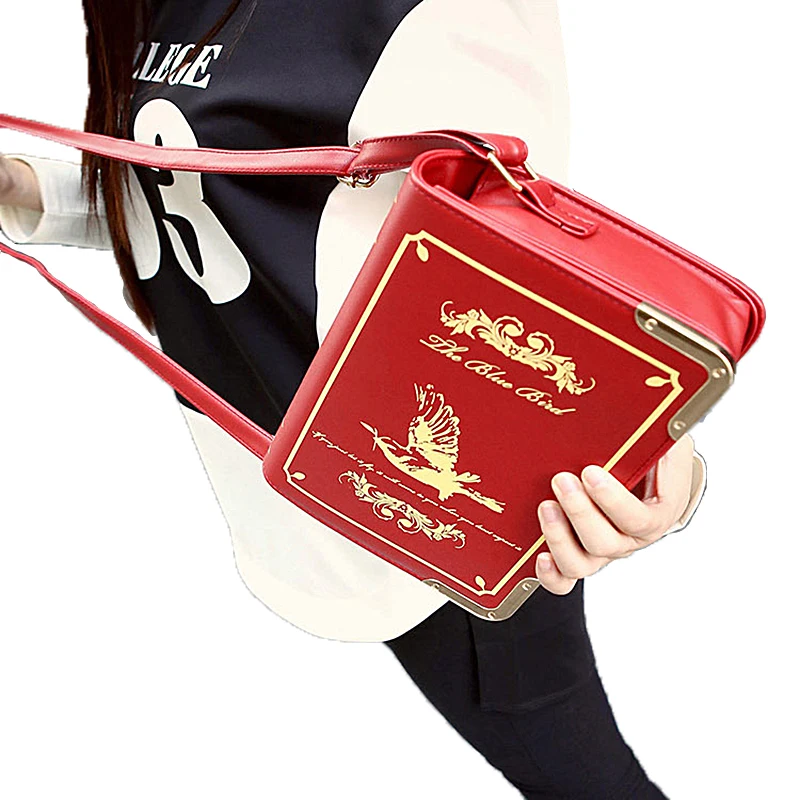 

AOEO Women Shoulder Bag New Retro Magnet Buckle Handbag Lady Printing Dictionary Personality Shoulder Messenger Bag Female