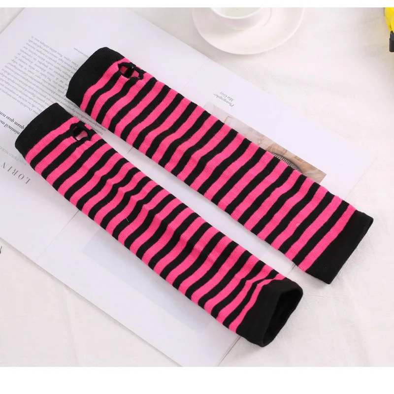 Fashion Women Lady Striped Elbow Gloves Warmer Knitted Long Fingerless Gloves Elbow Mittens Christmas Accessories Gift mens designer gloves Gloves & Mittens