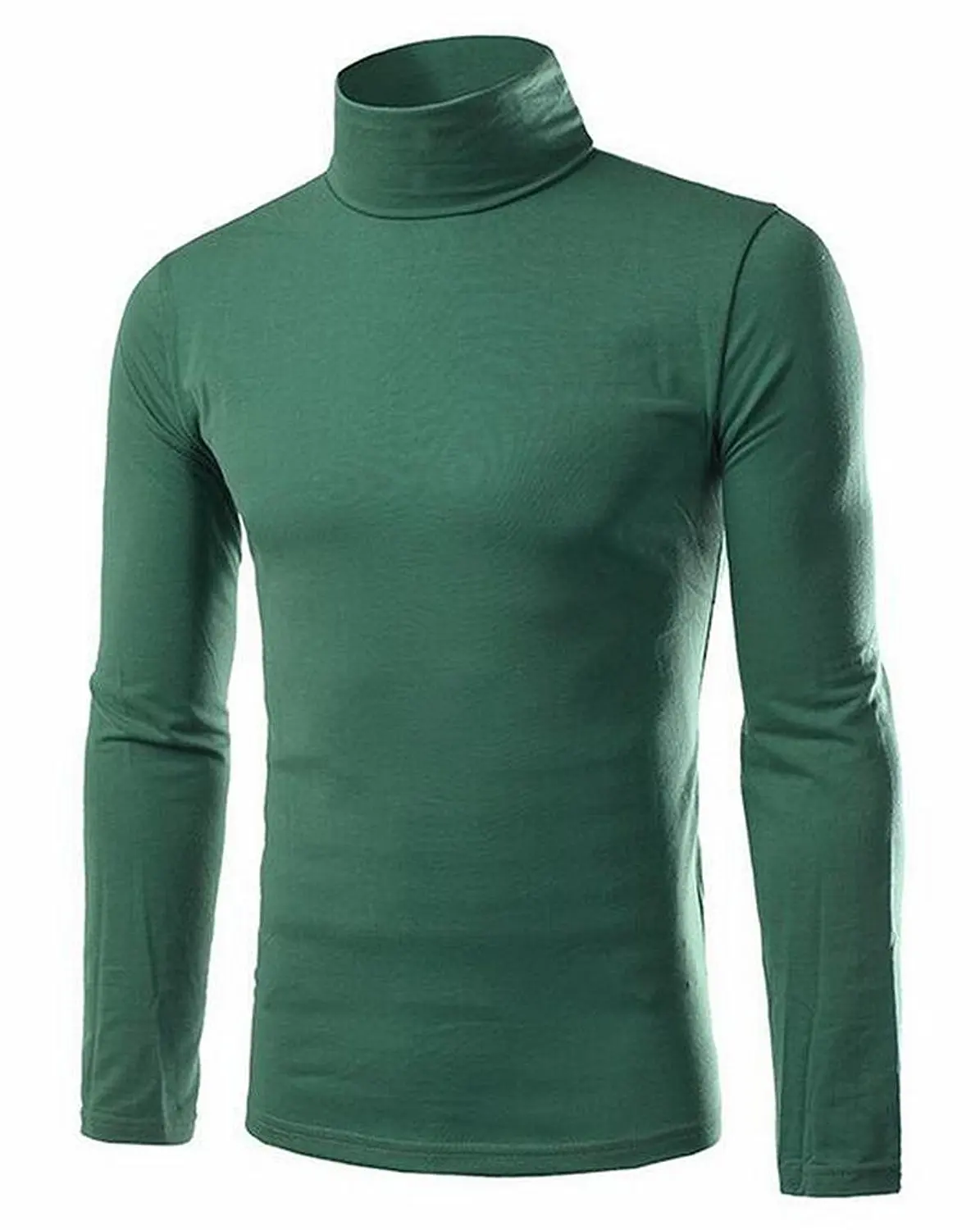 Generic Mens Basic Solid Color Long Sleeve Turtle Neck Slim T Shirt|t ...