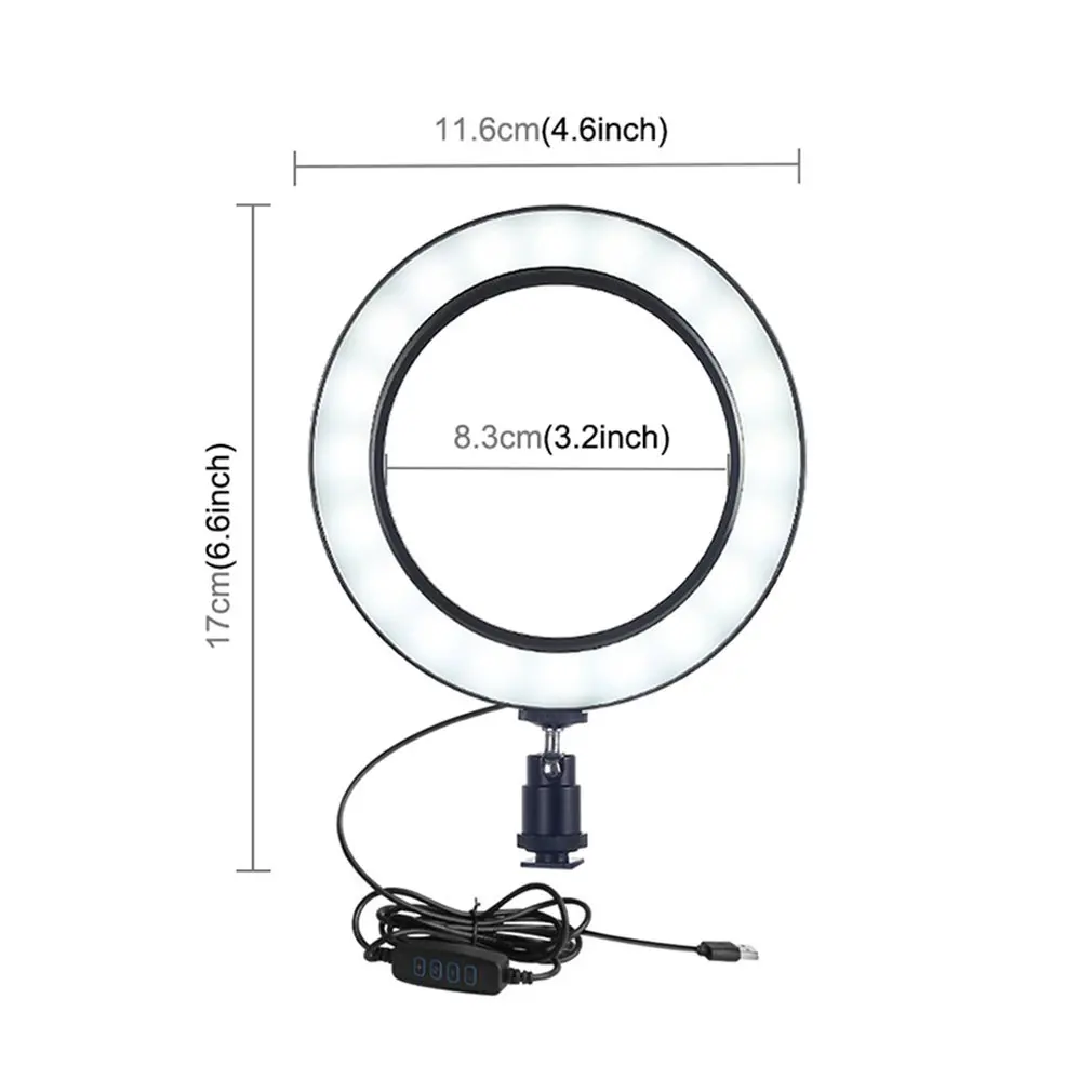 PULUZ 4,6/6,2 дюймов светодиодный кольцевой светильник USB 3 режима с регулируемой яркостью для студийной фотосъемки видео светильник и штатив с шаровой головкой для холодного башмака