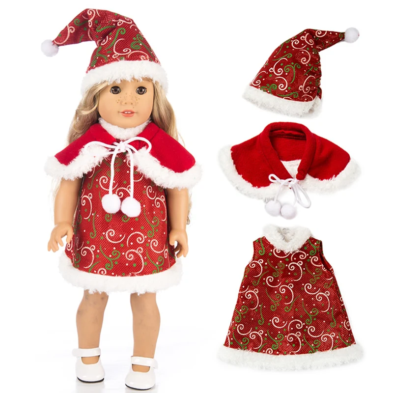 Hot Christmas three piece set Fit for American Girl Doll Clothes 18