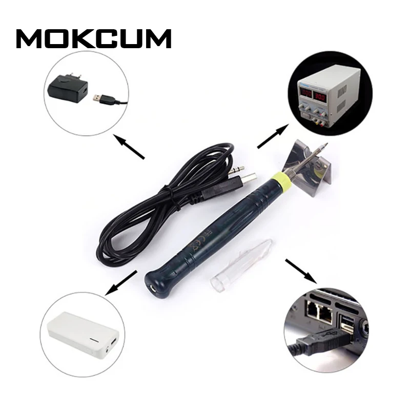

5PCS Mini Portable USB Soldering Iron Pen 5V 8W/Tip Touch Switch Welding Gun Hand Tools Kit Fast Heating