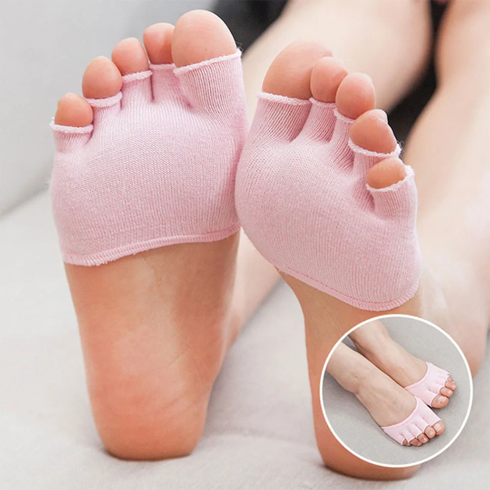 1 пара носков с пятью пальцами ортопедические разделители для пальцев ног корректор большого пальца ортопедическая вальгусная деформация коррекция осанки эктропион - Цвет: pink