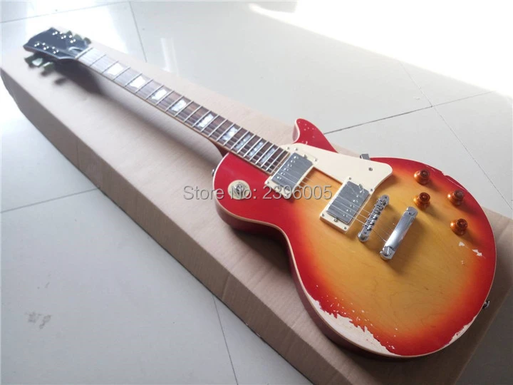 Custom exclusive electric guitarra .Cherryburst.solid maple top,one piece neck&body mahogany lpguitar. handcraft aged guitar Custom exclusive electric guitarra .Cherryburst.solid maple top,one piece neck&body mahogany lpguitar. handcraft aged guitar