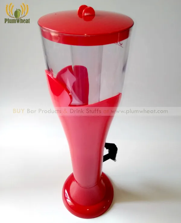 red-3-liters-clover-pattern-beer-tower-dispenser-bt13-4
