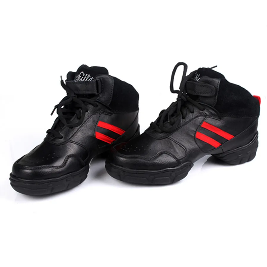 

Black With Red Ribbon Genuine Leather Modern Dancing Sneakers Jazz Dance Shoes Zapatilla De Deporte WZJ-DS9 Free Shipping