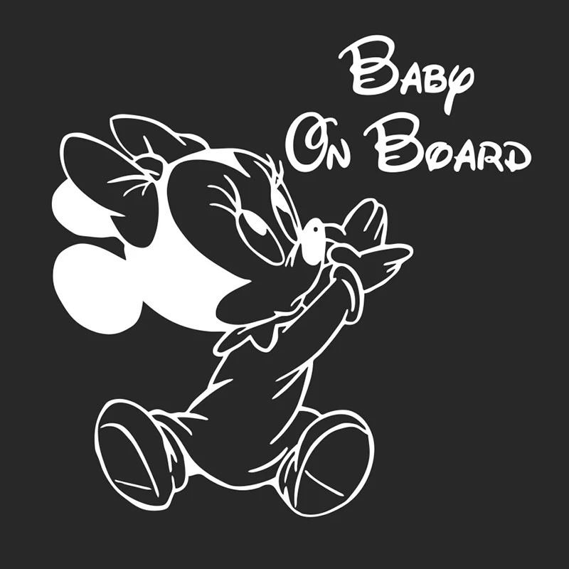 25cm tall Cartoon Car Sticker Minnie BABY ON BOARD Rearview Mirror Decal Car Window Bumper Cute Waterproof Removable L093