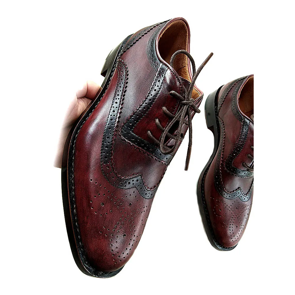 Goodyear Mens Sapatos Vermelho Personalizado Marca À Sipriks Italiano Noite De Wingtip Vestem Welted Casamento Vinho Brogue Tinto Completa Oxfords Festa 70qB5q