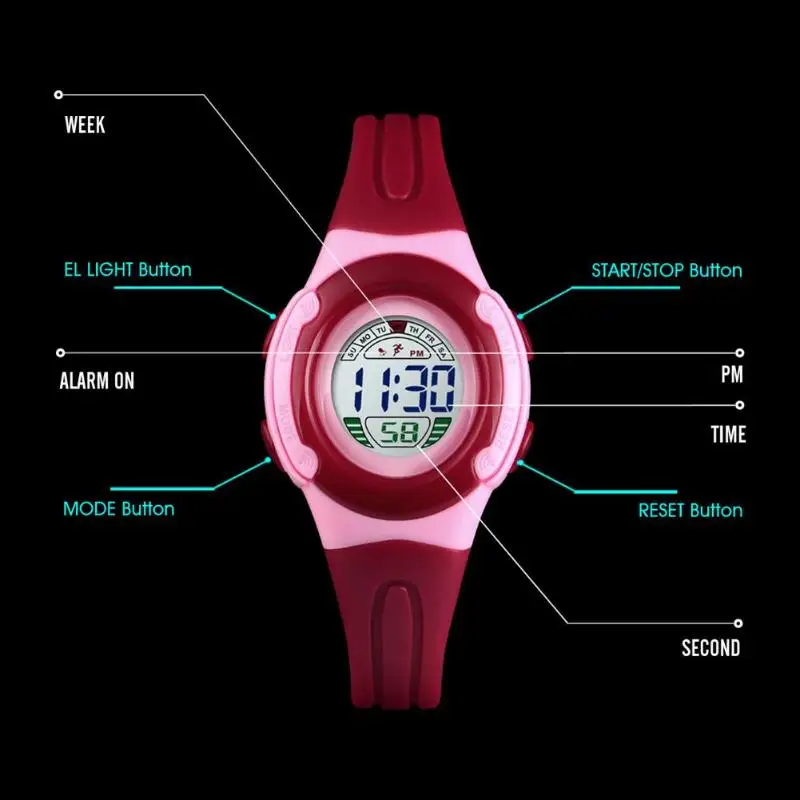 SKMEI водонепроницаемые детские спортивные часы для мальчиков и девочек детские цифровые наручные часы PU ремешок модные лучшие подарки
