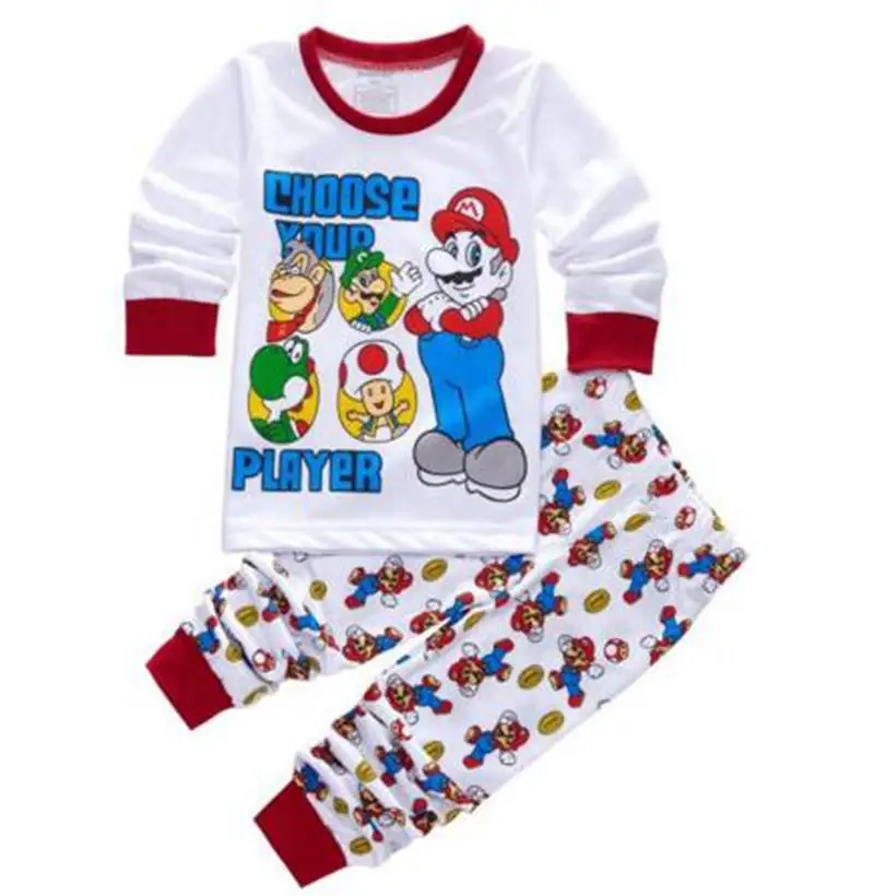 

Retail! kids pijama infantil sleepwear home clothing cartoon cotton Baby pijama 2-7Y kids girls boys pajamas sets Mario pyjamas