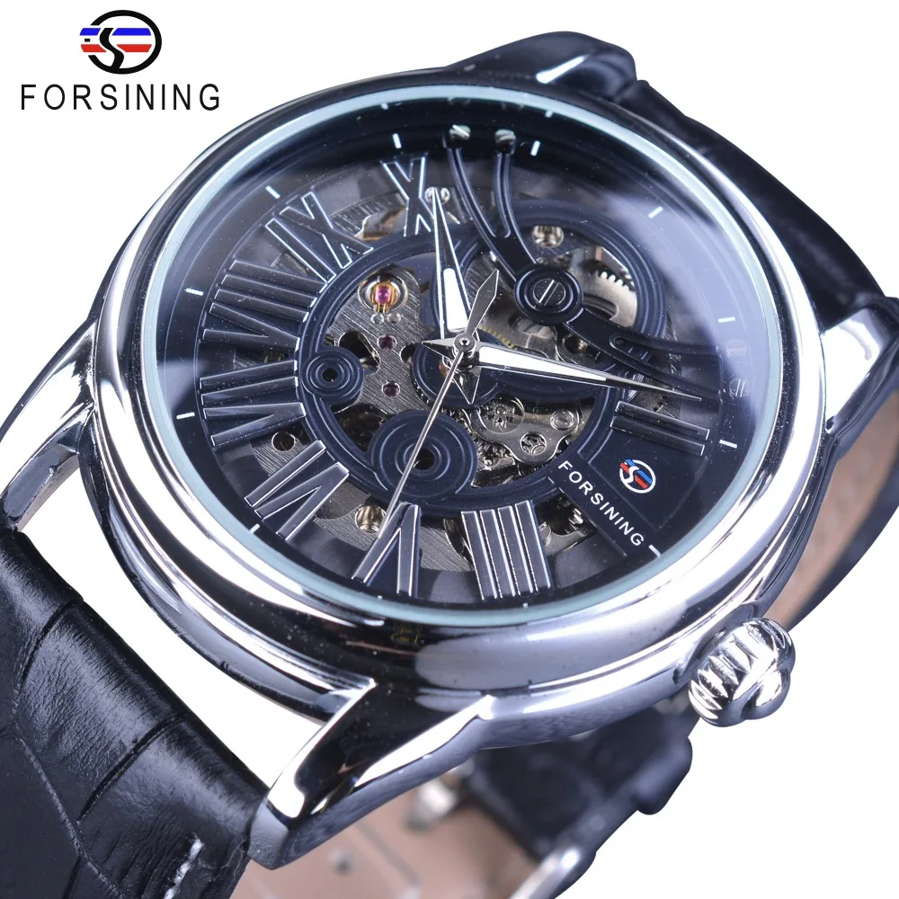 

Forsining Official Exclusive Sale Roman European Retro Wave Design Classic Transparent Mens Automatic Watches Top Brand Luxury