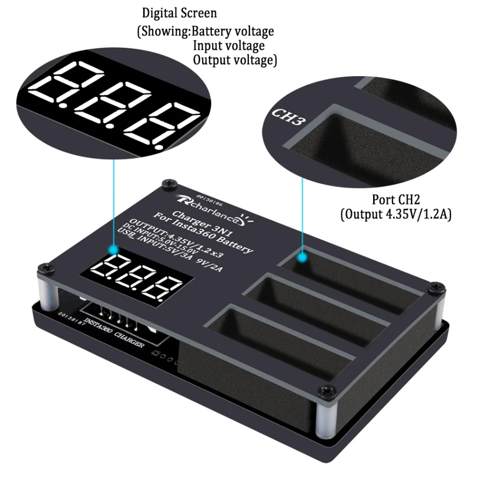 Зарядное устройство Micro USB Hub 3 в 1 для панорамной камеры Insta360 ONE X 60 минут быстрой