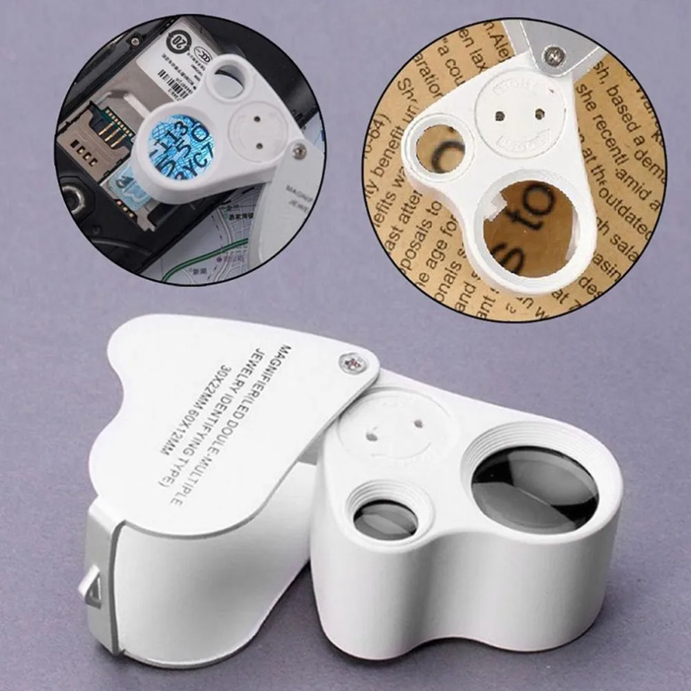 

30X60 Magnification Magnifier With Led Light Mini Pocket Reading Jewelry Loupe Magnifier Magnifying Glass