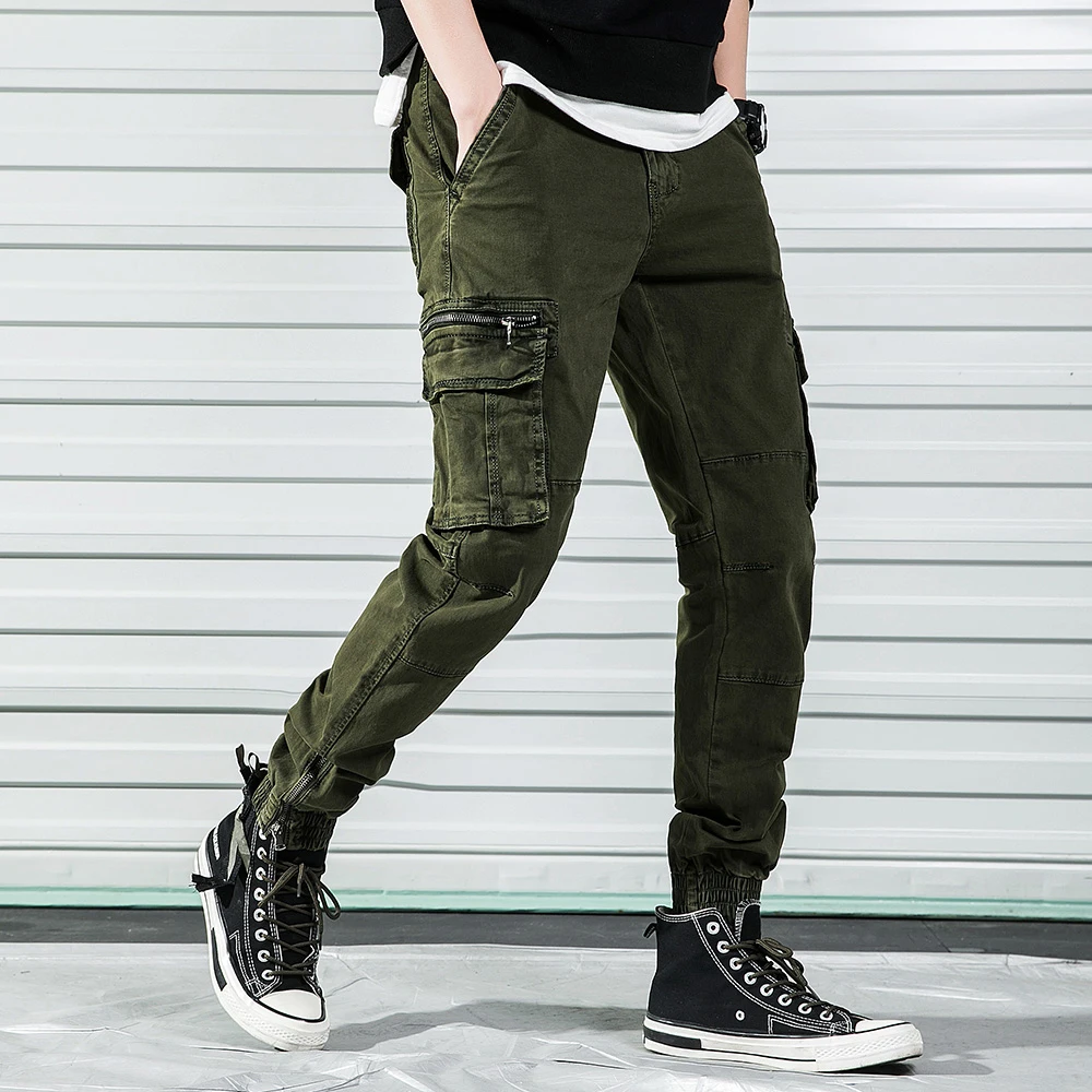 

BOSIBIO Men's Cargo Pants Casual Cotton Trousers Multi Pocket Military Style Tactical Pants Solid Zipper Pocket G3601