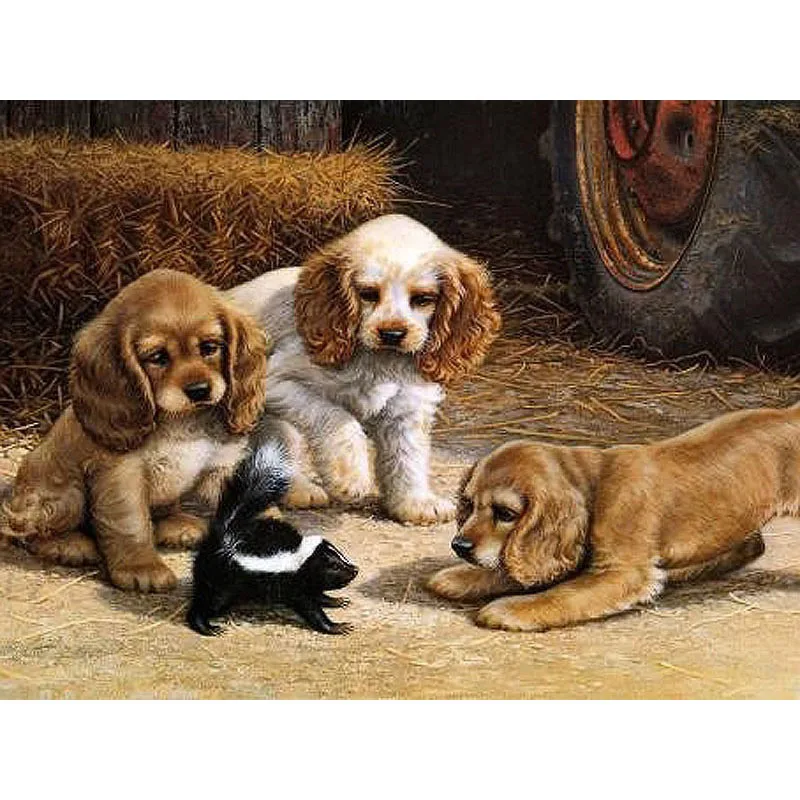 Играя dogs.40x50cm Раскраска по номерам сделай сам wall Art Гостиная украшения пейзажи