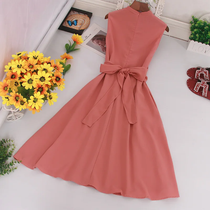 Woherb Ladies Mid-long Dress Women Casual Tank Robe Summer Elegant Party Dresses Bandage Slim Waist Vestidos De Fiesta 22615