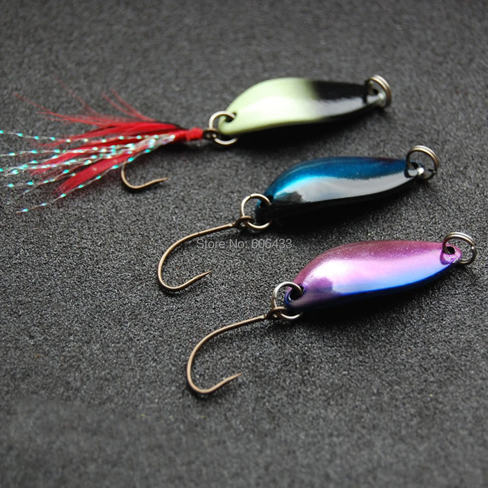 10PCS Fishing scoop spoon lure hook single baits feather Hook 2g, 3g