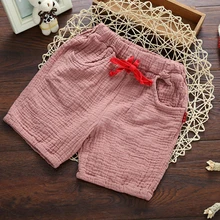 Г. летние хлопчатобумажные шорты для девочек Одежда для детей милые удобные тонкие однотонные пляжные брюки с эластичной резинкой на талии для мальчиков